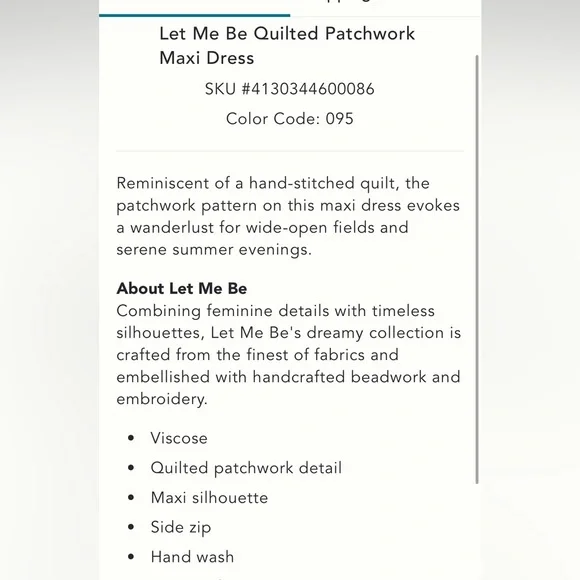 Let Me Be Quilted Patchwork Maxi Dress Anthropologie Sz L New With Tags Pockets! - Picture 9 of 16